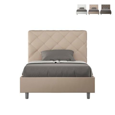 Cama doble francesa acolchada 140x200 con almacenamiento moderno Priya F Promoción
