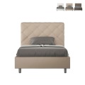 Cama doble francesa acolchada 140x200 con almacenamiento moderno Priya F Promoción