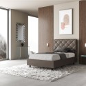 Cama doble francesa acolchada 140x200 con almacenamiento moderno Priya F 