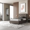 Cama doble francesa acolchada 140x200 con almacenamiento moderno Priya F 