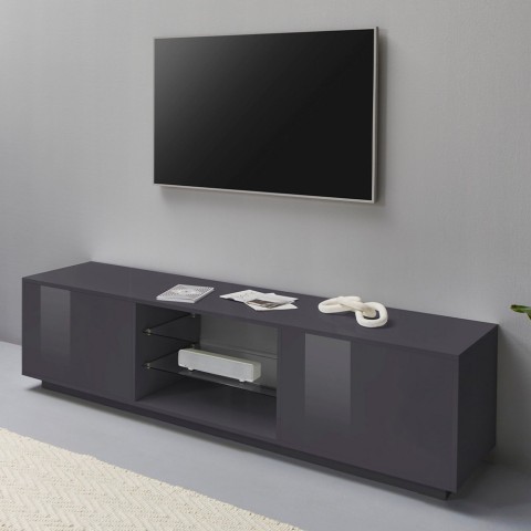 Mueble TV bajo diseño moderno salón 180cm Dover Report Promoción