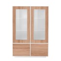 Aparador alto salón con vitrina 100cm madera blanca Syfe Wood Rebajas