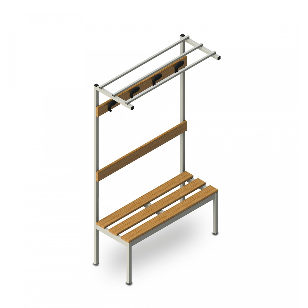 Banco de vestuario con percheros elevados 100x39x184cm Upper