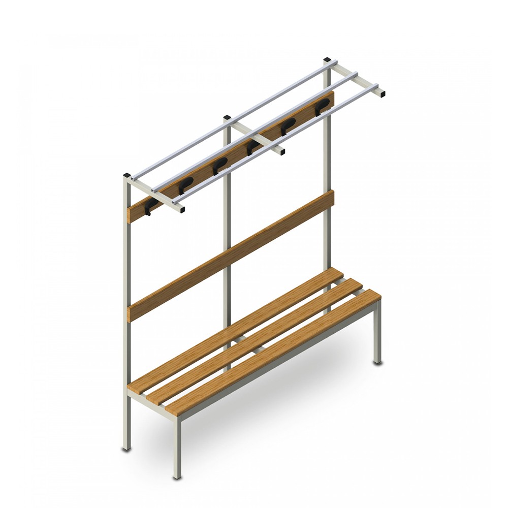 Banco de vestuario 150x39x184cm con percheros elevados Upper M