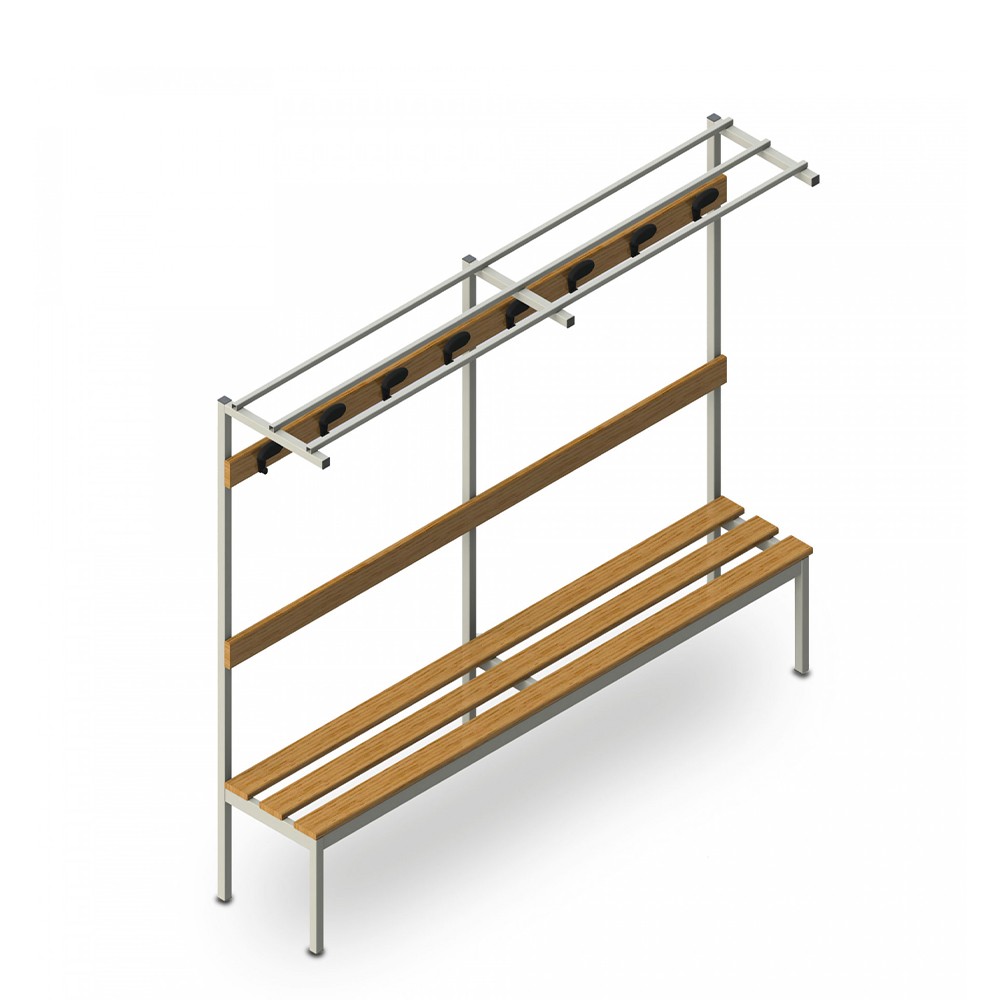 Banco vestidor elevado 200x39x184cm percheros Upper L