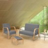 Sofá, sillón, reposapiés de salón escandinavo de madera y tela Gyda Catálogo