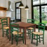 Set 4 sillas y mesa interior bar cocina cuadrado 80x80 madera Rusty Elección