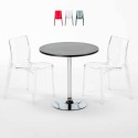 Mesa Redonda Negra 70x70 cm y Sillas De Colores Transparentes Femme Fatale Ghost Venta