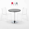Mesa Redonda Negra 70x70 cm y Sillas De Colores Transparentes Femme Fatale Ghost Venta