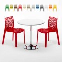 Mesa Redonda Blanca 70x70 cm con Base de Acero y 2 Sillas De Colores Gruvyer Long Island Elección