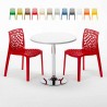 Mesa Redonda Blanca 70x70 cm con Base de Acero y 2 Sillas De Colores Gruvyer Long Island Elección