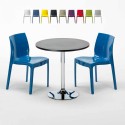 Mesa Redonda Negra 70x70 cm y 2 Sillas De Colores Ice Cosmopolitan Oferta