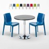 Mesa Redonda Negra 70x70 cm y 2 Sillas De Colores Ice Cosmopolitan Oferta