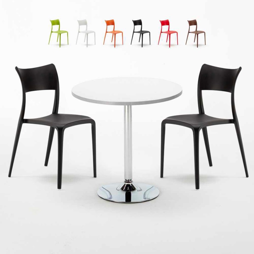 Mesa Redonda Blanca Con 2 Sillas De Colores Interior Bar Parisienne Long Island Rebajas