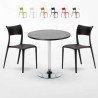 Mesa Redonda Negra Con 2 Sillas De Colores Interior Bar Parisienne Cosmopolitan Descueto