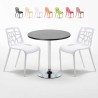Mesa Redonda Negra Con 2 Sillas De Colores Interior Bar Gelateria Cosmopolitan Oferta