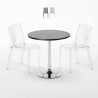 Mesa Redonda Negra 70x70 cm y 2 Sillas De Colores Transparentes Dune Gold Venta