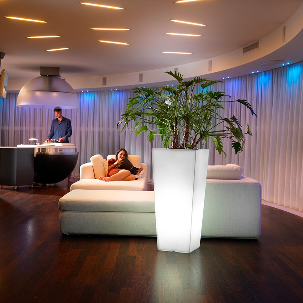 Florero cuadrado de alta luminosidad RGB LED jardín terraza pot holder Genesis