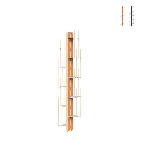 Librería de pared vertical h150cm en madera 10 estantes Zia Veronica WMH