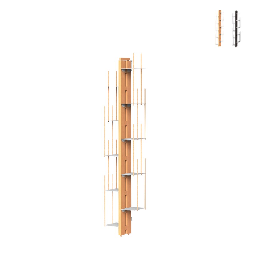 Librería de pared vertical h150cm en madera 10 estantes Zia Veronica WMH Promoción