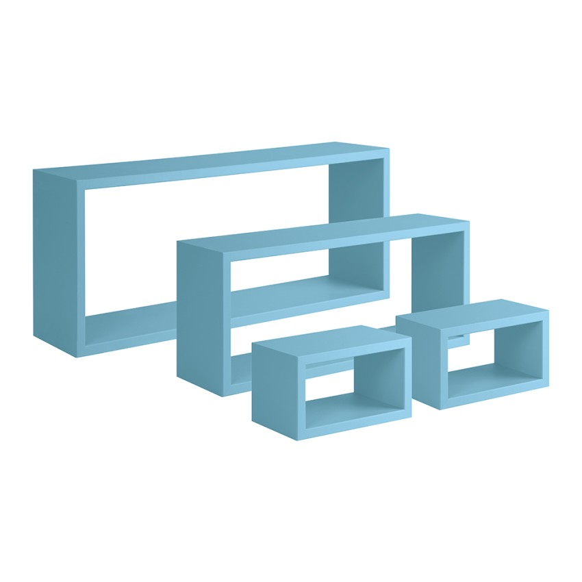 Conjunto de 4 estantes de pared de cubo rectangular estante moderno Merlino Coste