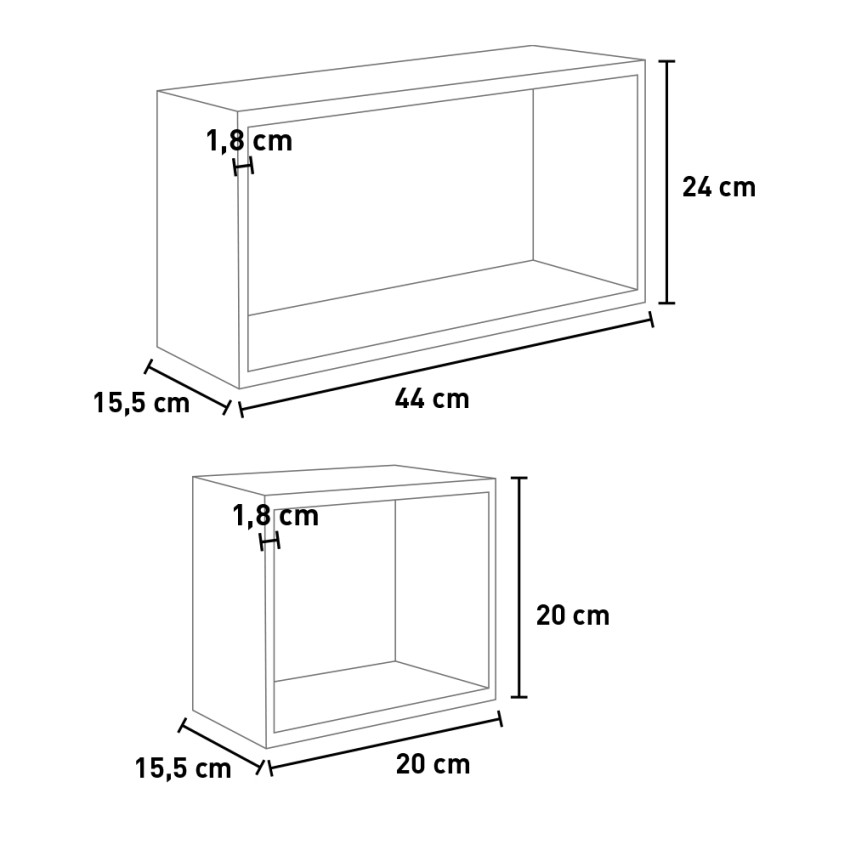  Estantería de pared rectangular cuadrada montada en pared, un  juego de tres tamaños diferentes, MDF, cuadrado : Herramientas y Mejoras  del Hogar