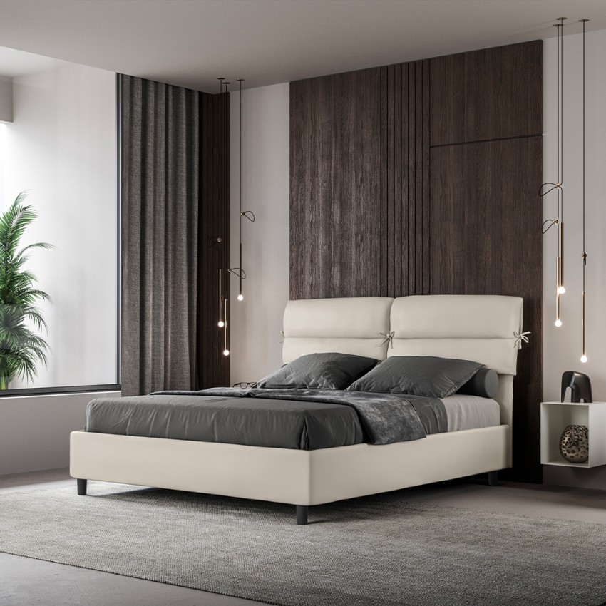 Cama doble container 160x190 con cojines capitoné acolchados Nandy Promoción