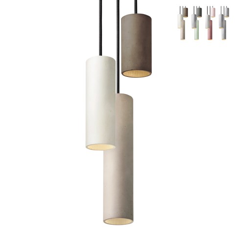 Lámpara colgante moderna 3 luces cocina diseño cilindro Cromia