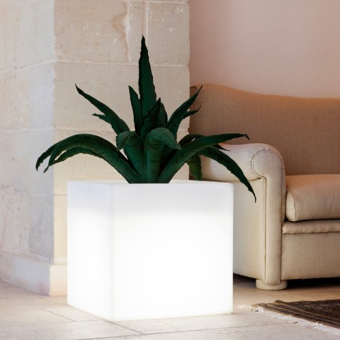 Maceta luminosa cuadrada estilo moderno para terraza y jardín Ellenico Promoción
