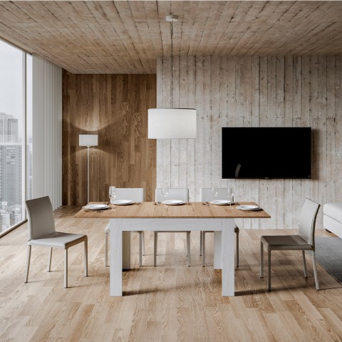 Mesa de cocina extensible 90x120-180cm madera blanca Bibi Mix BQ Promoción