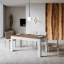 Mesa extensible 90x160-220cm cocina madera nogal blanco Bibi Mix BN Descueto