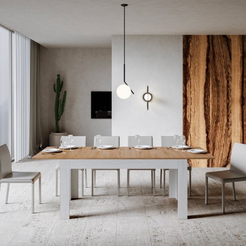Mesa de cocina extensible moderna 90x160-220cm madera blanca Bibi Mix BQ