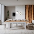 Mesa de cocina extensible moderna 90x160-220cm madera blanca Bibi Mix BQ Promoción