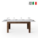 Mesa extensible moderna 90x160-220cm en madera de nogal blanco Bibi Mix NB Venta