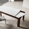 Mesa extensible moderna 90x160-220cm en madera de nogal blanco Bibi Mix NB Rebajas