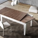 Mesa extensible 90x160-220cm cocina madera nogal blanco Cico Mix BN Rebajas