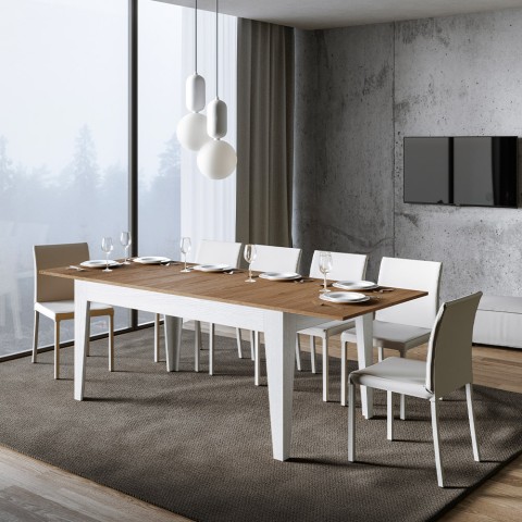 Mesa de cocina extensible moderna 90x160-220cm madera blanca Cico Mix BQ