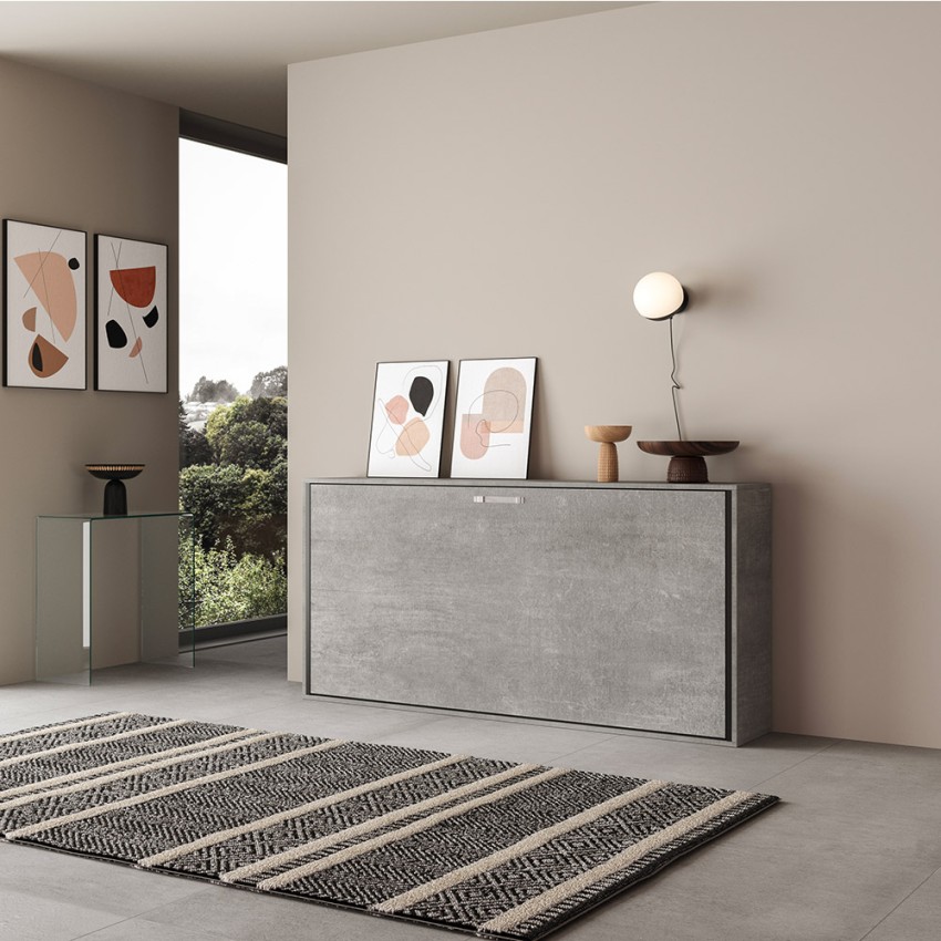 Kando MCM Cama abatible horizontal gris con colchón 85x185cm