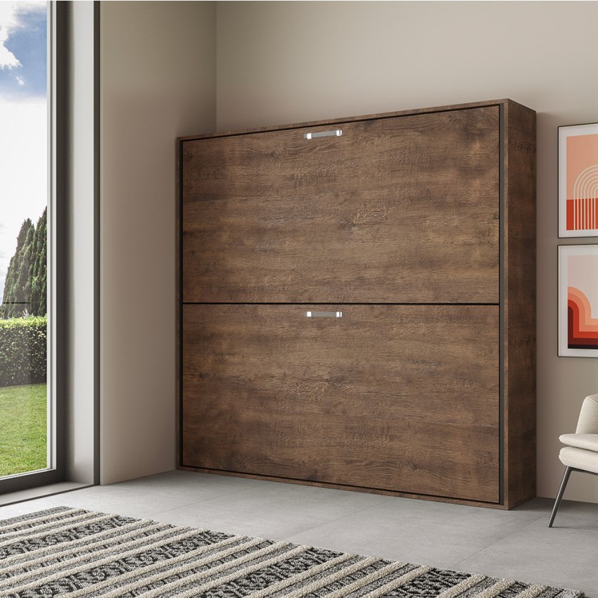 Sofá cama litera moderno de tela marrón Made in Italy - Pont