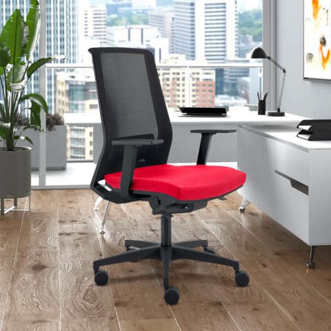 Silla de oficina ergonómica sillón de diseño rojo con malla transpirable Blow R