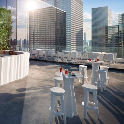 Taburete de bar redondo 74cm diseño moderno minimalista polietileno Frozen S1-R Promoción