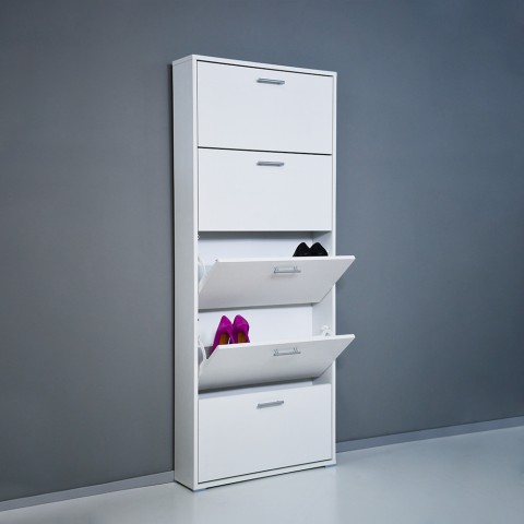Zapatero moderno blanco 5 puertas 15 pares de zapatos KimShoe 5WP Promoción