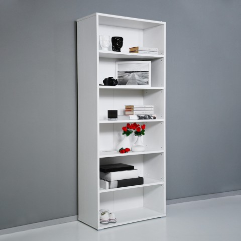 Estantería de oficina moderna 6 compartimentos con estantes ajustables blanco Kbook 6WP Promoción