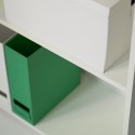 Librería de oficina moderna con 6 compartimentos y baldas ajustables blancas Kbook 6WP Stock