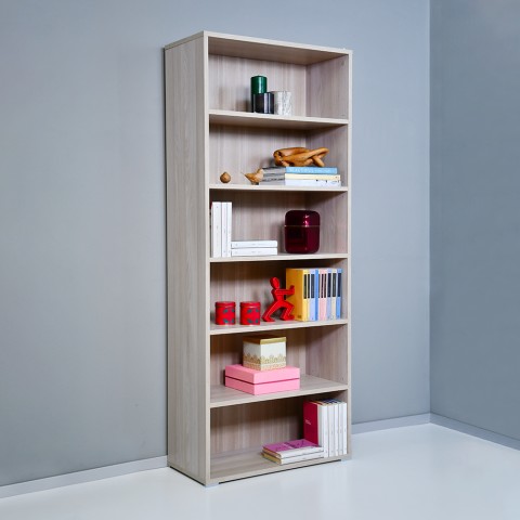 Librería de madera 6 compartimentos estantes ajustables oficina moderna Kbook 6OP Promoción