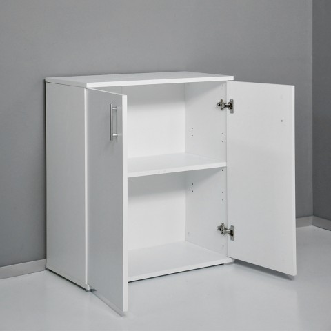Armario multiusos 2 compartimentos salón oficina moderno blanco KimSpace 2WP Promoción