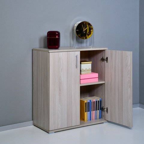 Armario multiusos salón oficina 2 compartimentos madera moderno KimSpace 2OP Promoción