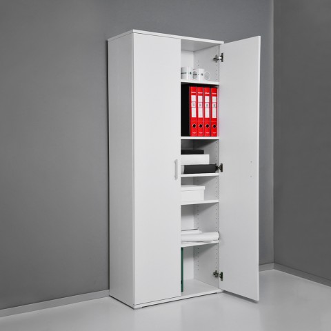 Armario multiusos 6 compartimentos diseño moderno blanco salón KimSpace 6WP Promoción
