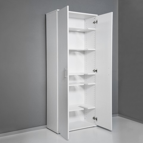 Armario multiusos para escobas 2 puertas 6 compartimentos blanco KimMopp 6WP Promoción