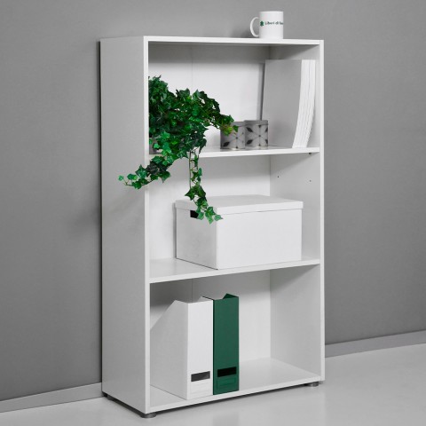 Estantería de oficina baja blanca 3 compartimentos 2 estantes ajustables Kbook 3WS Promoción